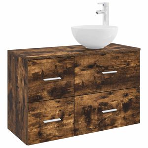 vidaXL Bathroom Furniture Set 2 pcs Smoked Oak Engineered Wood