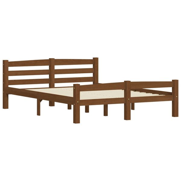 vidaXL Bed Frame without Mattress Honey Brown Solid Pinewood 140x200 cm