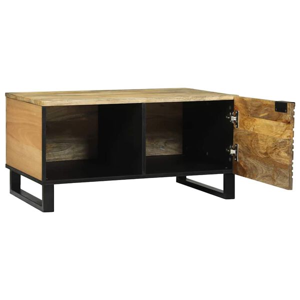 vidaXL Coffee Table Brown and Black 80 x 50 x 40 cm Solid Acacia wood