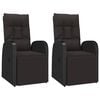 vidaXL 3 Piece Garden Lounge Set Black Poly Rattan&Steel