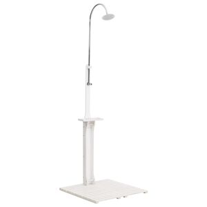 vidaXL Garden Shower | White | Solid fir wood with oil finish, stainless steel