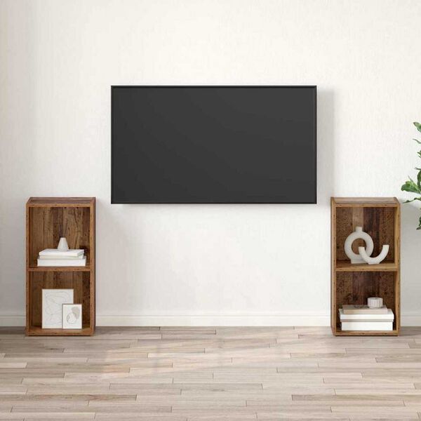 vidaXL TV Cabinet Set 2 pcs Old Wood 72 x 35 x 36.5 cm Engineered Wood