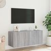 vidaXL TV Wall Cabinet with LED Lights Grey Sonoma 100x35x41 cm