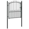 vidaXL Fence Gate with Spikes Grey 125 x 100 cm Powder-coated steel