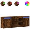 vidaXL TV Cabinet with LED Smoked Oak 139,5x34x50 cm Engineered Wood