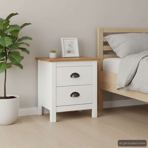 vidaXL Bedside Cabinet "Hill" White 46x35x49,5 cm Solid Pine Wood