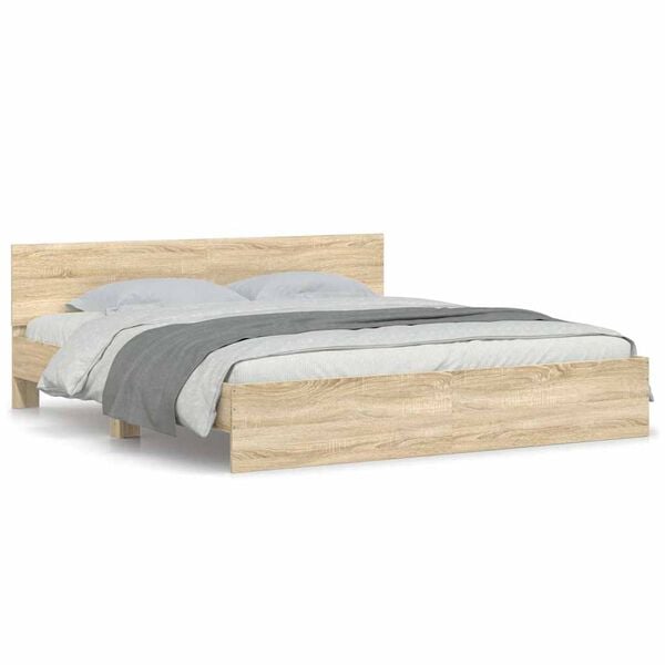 vidaXL Bed Frame without Mattress Sonoma Oak 180x200 cm Super King