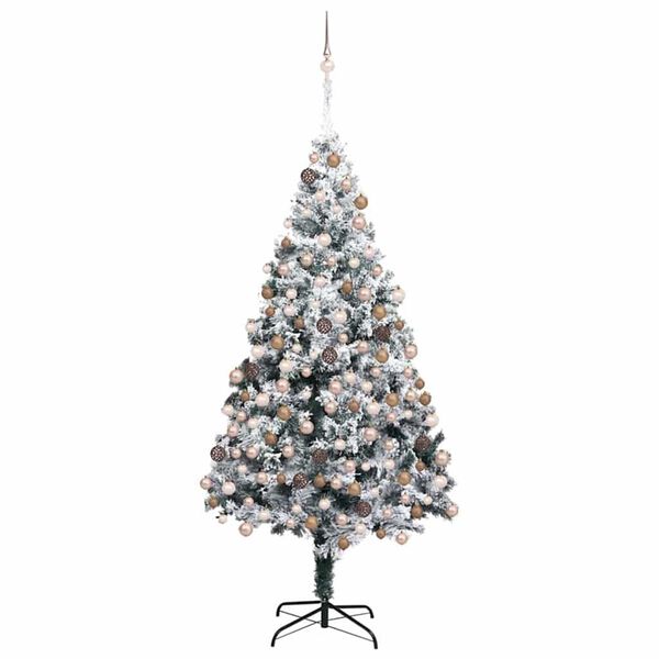 vidaXL Artificial Christmas Tree with 300 LEDs with Stand White 180 cm
