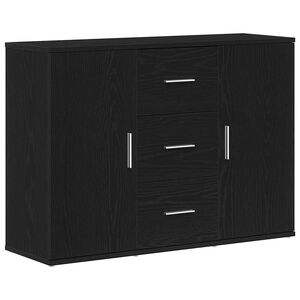 vidaXL Sideboard Black Oak 91x29.5x65 cm Engineered Wood