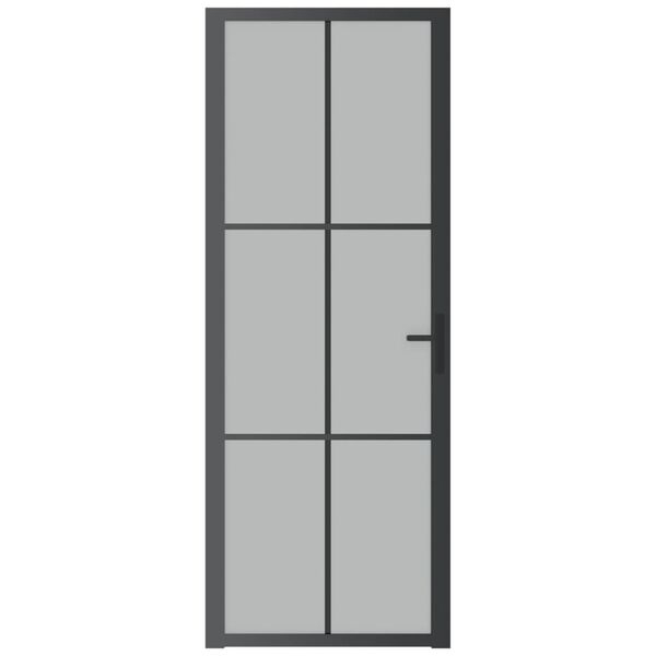 vidaXL Interior Door 76x201.5 cm Black Matt Glass and Aluminium