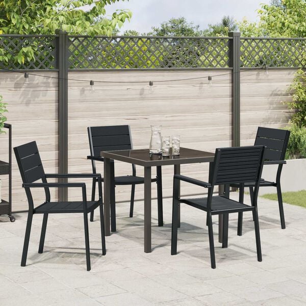 vidaXL Garden Dining Set 5 pcs Black Powder-Coated Steel