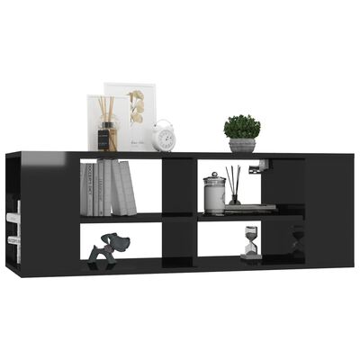 vidaXL Wall-Mounted TV Cabinet High Gloss Black 102x35x35 cm Engineered Wood