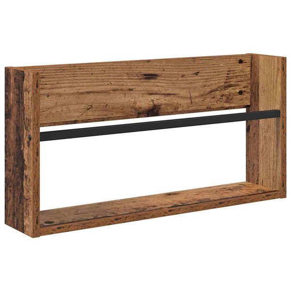 vidaXL Magazine Rack Old Wood 60 x 12 x 30 cm Engineered Wood