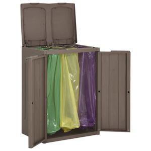 vidaXL Trash Bin with 2 Doors Brown 65x45x88 cm PP