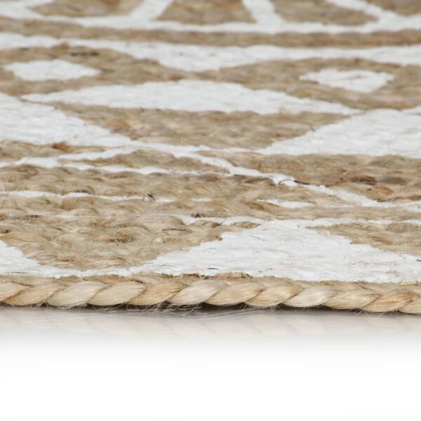 vidaXL Handmade Rug Jute with White Print 90 cm