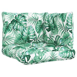 vidaXL Pallet Cushions 3 pcs Leaf Pattern Fabric