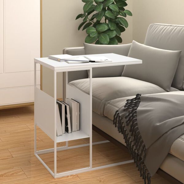 vidaXL Side Table White 55x36x59.5 cm Engineered Wood