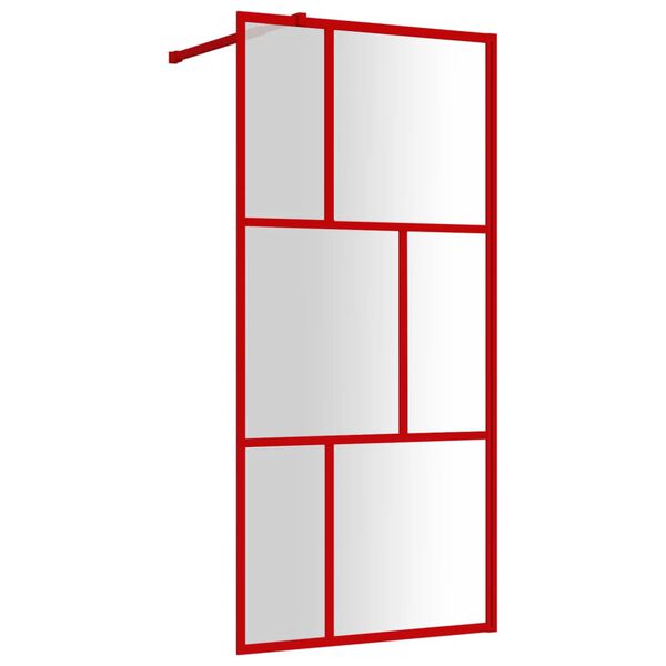 vidaXL Walk-in Shower Wall with Clear ESG Glass Red 90x195 cm