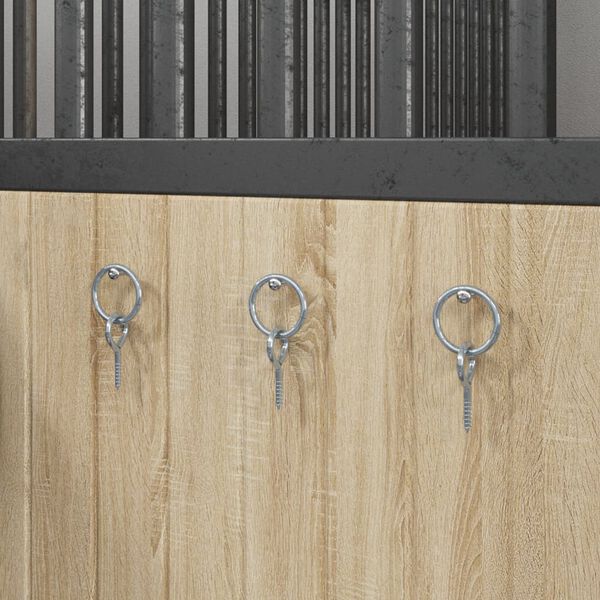 vidaXL Horse Tie Rings with Eye Screws 3 pcs Silver Steel