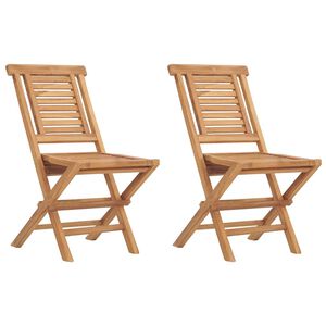 vidaXL Folding Chairs 2 pcs 47x63x90 cm Solid Wood Teak