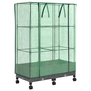 vidaXL Garden Planter with Greenhouse Cover&Wheels 2 pcs Light Grey PP