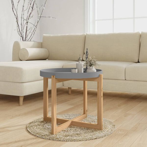 vidaXL Coffee Table Grey 53x53x43.5cm Engineered Wood&Solid Wood Pine