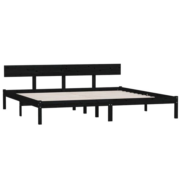 vidaXL Bed Frame without Mattress Black Solid Wood Super King