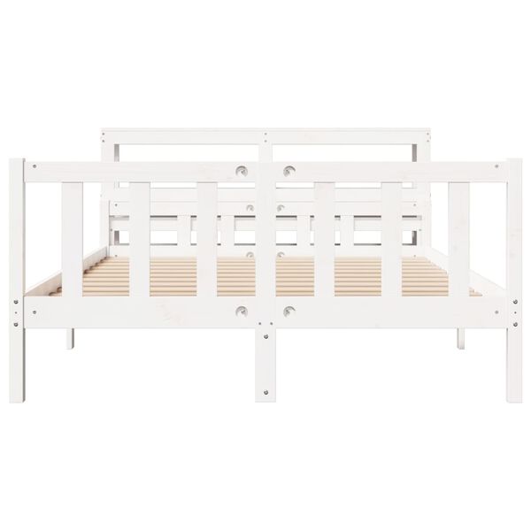 vidaXL Bed Frame without Mattress White 150x200 cm King Size Solid Wood Pine