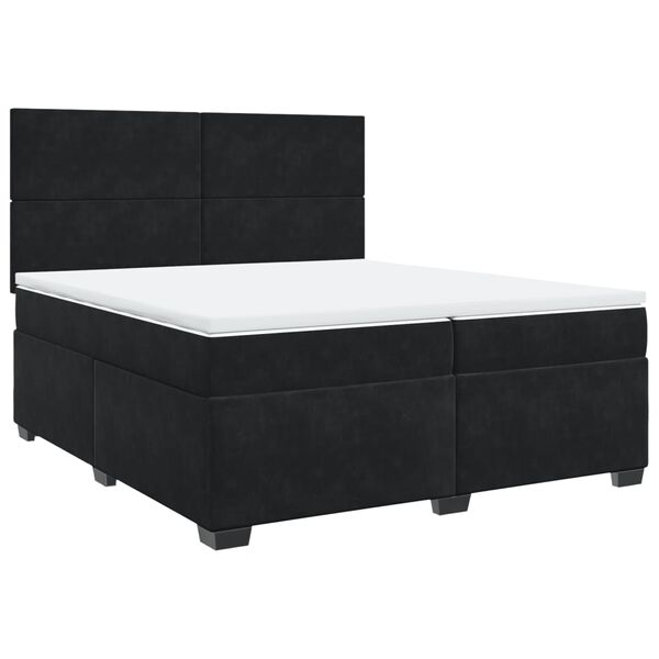 vidaXL Box Spring Bed with Mattress Black 200x200 cm Velvet