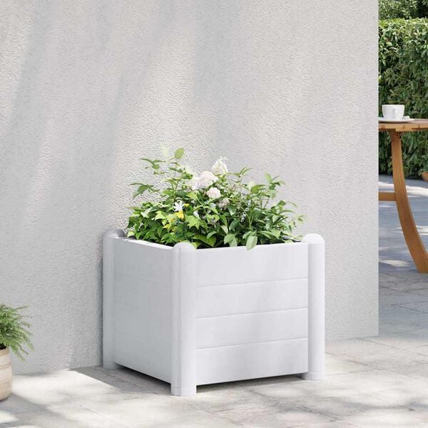 vidaXL Garden Raised Bed PP White 43x43x35 cm