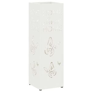 vidaXL Umbrella Stand with Storage White 15.5 x 15.5 x 49 cm Metal