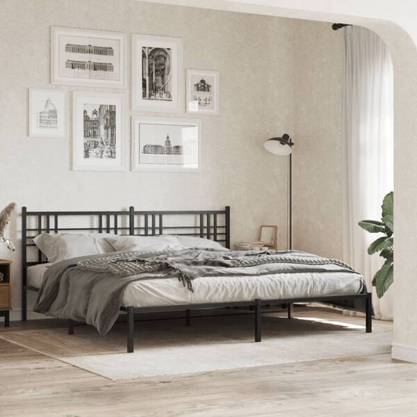 vidaXL Metal Replace Headboard Black 200cm