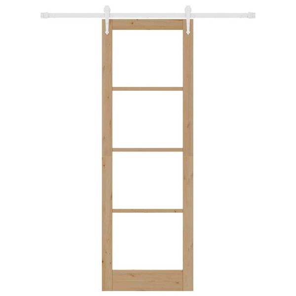 vidaXL Sliding Door Natural 78 x 232 cm Solid Pine Wood and Glass