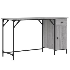 vidaXL Computer Desk Grey Sonoma 131x48x75 cm Engineered Wood
