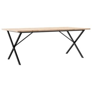 vidaXL Dining Table X-Frame 200x100x75.5 cm Solid Wood Pine and Steel