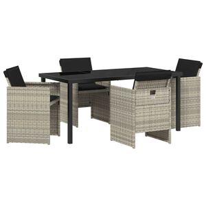 vidaXL Garden Dining Set 5 pcs Light Grey Poly Rattan