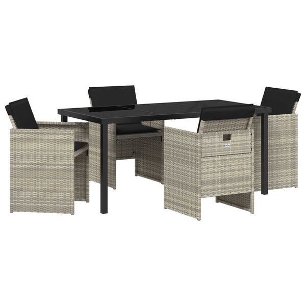 vidaXL Garden Dining Set 5 pcs Light Grey Poly Rattan