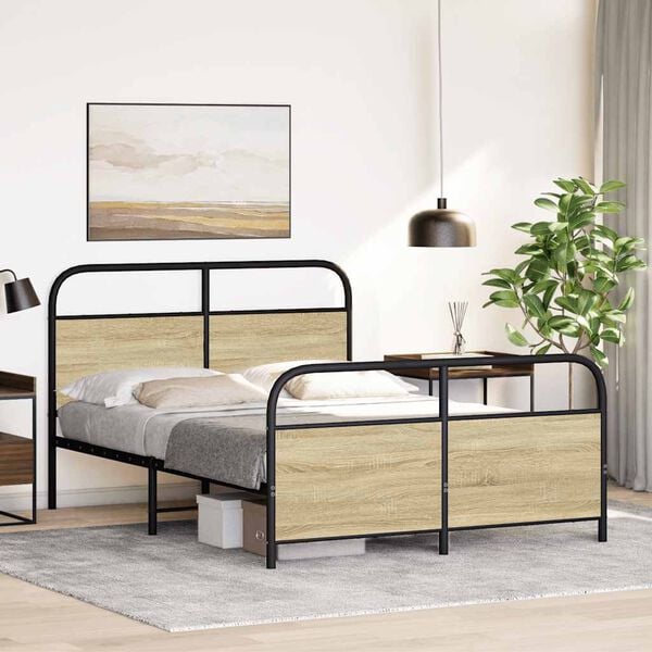 vidaXL Bed Frame Without Mattress 120x200 cm Sonoma Oak Engineered Wood