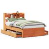 vidaXL Bookcase Bed without Mattress Wax Brown 120x190 cm Small Double Solid Wood Pine