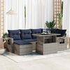 vidaXL 7 Piece Garden Sofa Set with Cushions Grey Poly Rattan Acacia