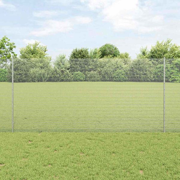 vidaXL Fence with Post Silver 1.2 x 50 m Steel