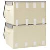 vidaXL Stackable Storage Boxes with Lid Set of 2 pcs Fabric Grey&Cream