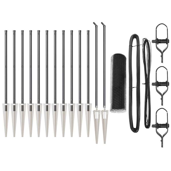 vidaXL Fence Post Grey 25 x 0.6 m (25 mm mesh) Steel and PVC