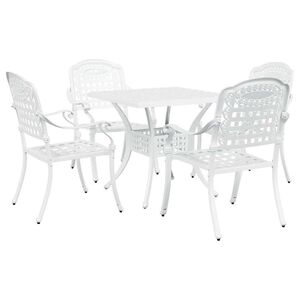 vidaXL Garden Table Set 5 pcs White Cast Aluminium