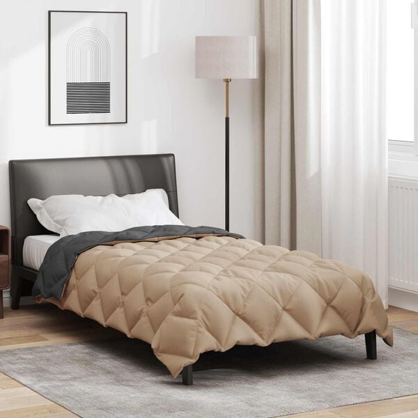 vidaXL Winter Duvet Anthracite and Taupe 220 x 135 cm Microfiber