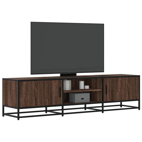 vidaXL TV Cabinet Brown Oak 160x35x41 cm Engineered Wood and Metal