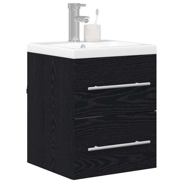 vidaXL Bathroom Sink Cabinet with Drawer Black Oak 41 x 38.5 x 48 cm