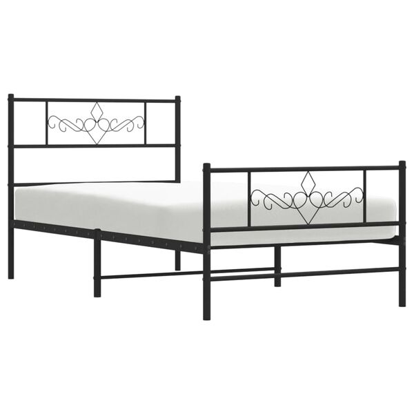 vidaXL Metal Bed Frame without Mattress with Footboard Black 80x200cm