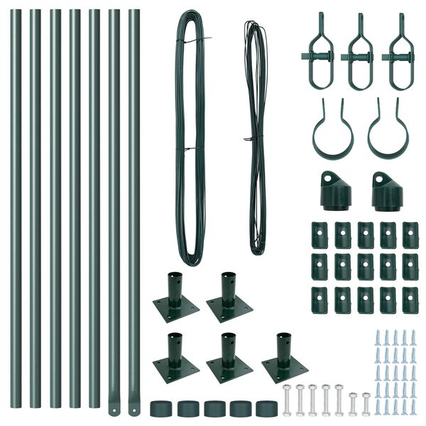 vidaXL Fence Posts Manual 7 pcs Green Ø32mm 70 cm Galvanised steel