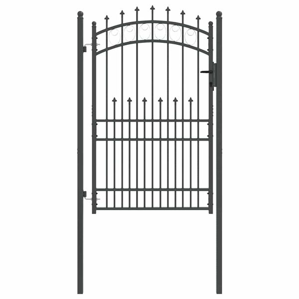 vidaXL Fence Gate with Spikes Grey 200 x 100 cm Powder-coated steel